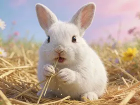 Rabbit eating hay, Vadigran rabbit food at Bopets
