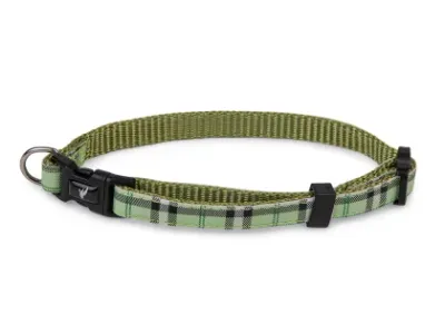 Nylon Dog Collar Tartan Check – Green