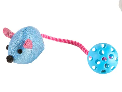 Cat Toy Mouse with Elastic Ball - Blue