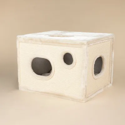 Scratching Barrel Cat Tree Left Cream – RHR Quality Royal Cat Palace