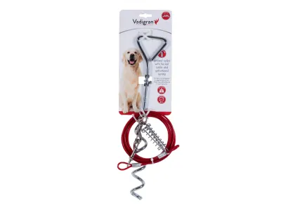 Ground stake + tie-out cable set 4.5m – Red/Silver