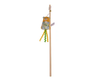 Cat Toy Poppy Fishing Rod Bear 40cm – Green