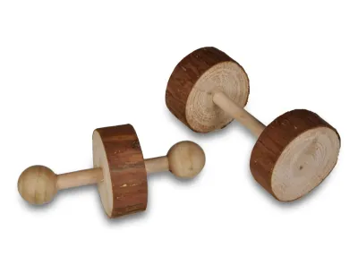 Wooden Dumbbell Small Pet Toy – Brown
