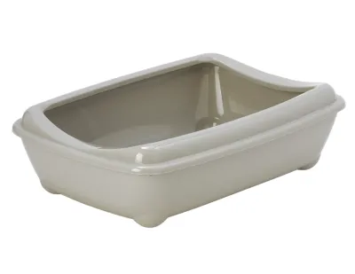 Cat Litter Tray Open with Rim Grey