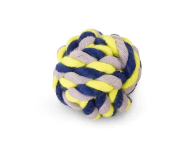 Cotton Rope Ball – Blue/Yellow – Blauw - Grijs - Geel