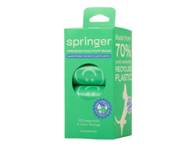 Poop Bags – Springer, Green, 8 Rolls