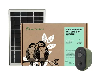 Birdhouse Camera Solar-Powered 3rd Generation HD – Green Feathers