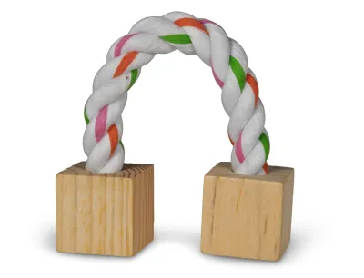 Wood Block & Cord Small Animal Toy - Natural