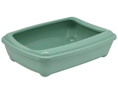 Cat Litter Tray Open with Rim - Green