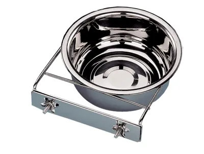 Stainless Steel Dog Bowl with Holder – Chrome