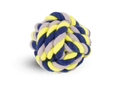 Cotton Rope Ball – Blue/Yellow – Geel