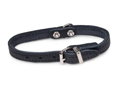 Leather Dog Collar Black – Oil-Treated