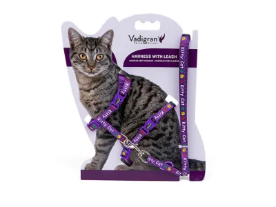 Kitty Cat Harness with Leash - Purple