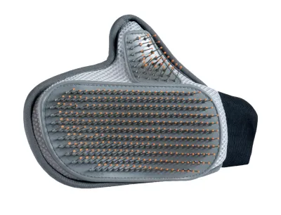 Grooming glove with metal pins 24cm – Grey