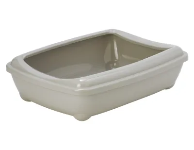 Cat Litter Tray Open with Rim Grey